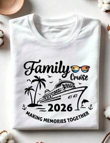 Cruise 2026 Family Trip Shirts, Making Memories Together, Sunglasses Vacation Tee, Matching Family Cruise Outfits, Ocean Adventure T-Shirts OC-467 - 白色 - 查看 1