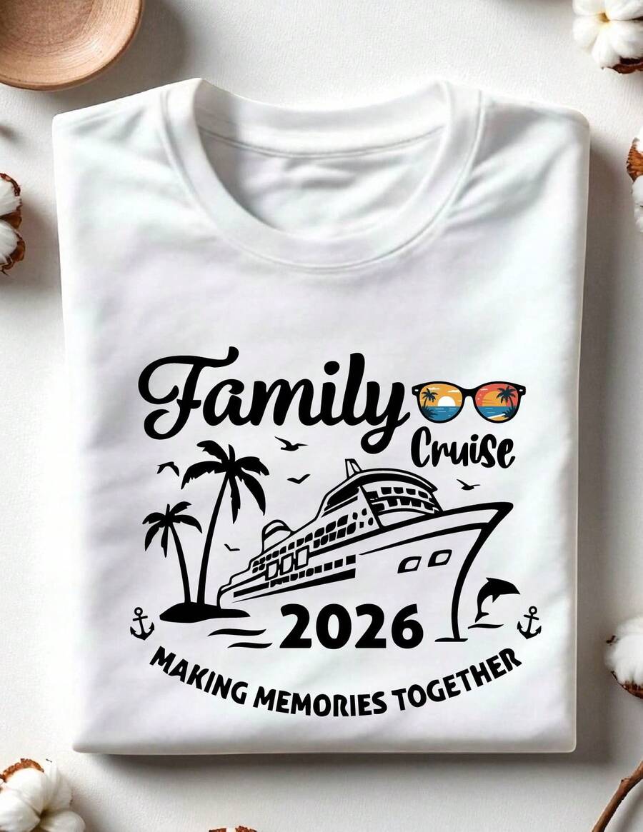 Cruise 2026 Family Trip Shirts, Making Memories Together, Sunglasses Vacation Tee, Matching Family Cruise Outfits, Ocean Adventure T-Shirts OC-467 - 白色 - 查看 1
