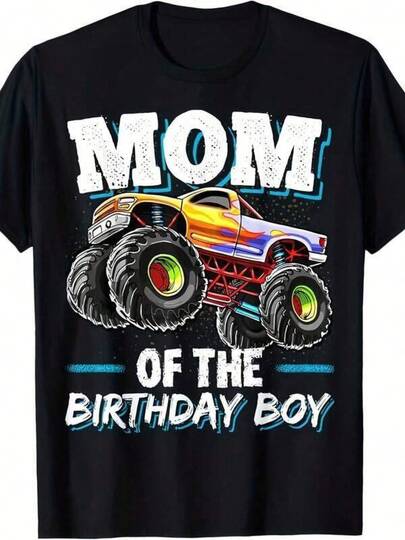 Mom Of The Birthday Boy Monster Truck Graphic T-Shirt - Fun Novelty Tee For Women, Soft Cotton, Comfortable Fit, Perfect For Casual Wear And Birthday Parties Exclusive T-Shirts For Premium Fans Unisex Casual Short-Sleeved Tees A Must-Have For Fans Suitable For Festivals, Parties, Homewear, Daily Commutes, Back-To-School Outfits And Concert Looks Printed And Shipped In The USA 100% Cotton T-Shirts Opaque, Versatile Basic Tees Family T-Shirts