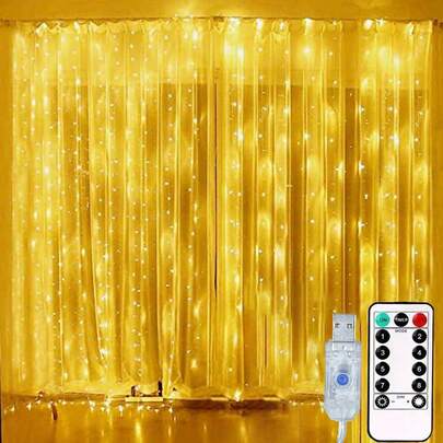 300 مصباح ب- 8 أوضاع إضاءة ستائر نافذة، إضاءة ديكور النوافذ والغرف والأسرّة، ديكور حفلات الزفاف والمناسبات الداخلية، الاحتفال بالخطوبة، إضاءة أحلام للأعياد، إضاءة ستائر USB، ديكور حفلات عيد الميلاد، ديكور إكليل