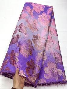 5 Yards/1 Yard Floral Jacquard Lace Fabric, 2026 New Soft Non-Wrinkle Shiny Sewing Fabric For French/African/Nigerian Party, Evening Dress, Women's Dress, Home DIY Decor, Blue, Red, Yellow, Green - A - 查看 9