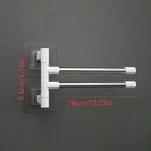 1pc Stainless Steel Towel Rack, Foldable Rotating Bathroom Storage Hanger - White - View 17