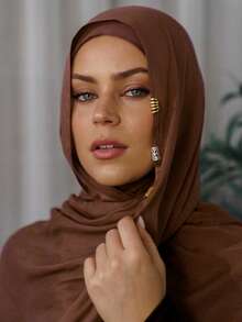 9pcs/Set New Fashionable Asymmetric Silk Scarf Clips + Seamless Muslim Hijab Clips - Multicolor - View 2