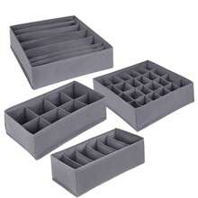 6/7/8/24 Grid Gray Non-Woven Fabric Drawer Storage Compartment, Foldable Wardrobe Storage Basket, And Fabric Storage Box, Used For Storing Clothes, Socks, Underwear, Bras, Ties, And Accessories - View 6