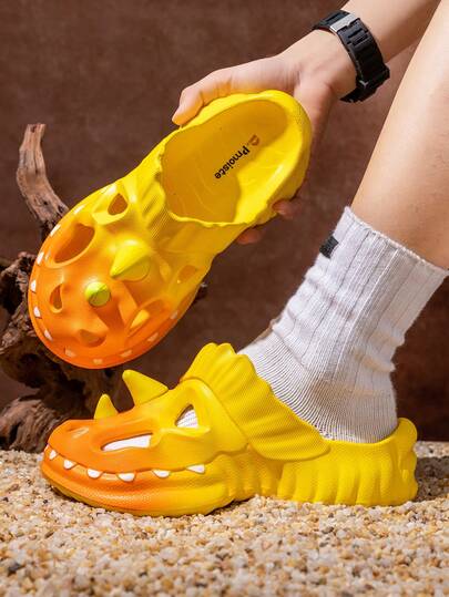 男女通用恐龙造型厚底拖鞋，动物图案家居拖鞋，浮雕设计EVA材质，时尚百搭