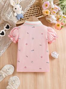Young Girl Academy Style Cute Printed T-Shirt For Summer - Pink - View 2