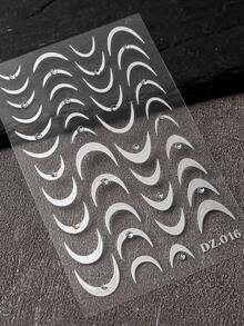 2PCS Gold Silver French-Style Nail Stickers With Rhinestones Curved Lines Strips Design Slider Nail Art Decals DIY Manicure Accessories Tool Nail Supplies - Multicolor - View 8