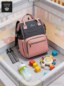 LEQUEEN 1pc Oxford Cloth New Mommy Bag, Casual Fashion Large Capacity Backpack, Multi-Compartment Maternity Diaper Bag, Suitable For Outdoor Travel And Storage - Multicolor - View 2