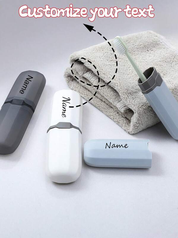 Customized Portable Toothbrush Case, Plastic Toothbrush Cup Utensil Box Pencil Case For Travel, Business Trip, Hotel, Couples Gift