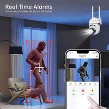 Camera an ninh nhìn đêm 1080P, camera giám sát gia đình WiFi 2.4GHz với chức năng báo động, xoay nghiêng 360°, phát hiện chuyển động thông minh, âm thanh hai chiều, sử dụng trong nhà/ngoài trời để chăm sóc người già và giám sát thú cưng. - trắng - Xem 10