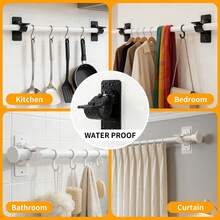 2/4/6/8/10/12pcs, Strong Adhesive Hooks, Bathroom Curtain Hangers, Curtain Support, Adhesive Strip Clips, ABS Material, Waterproof And Firmly Adhesive Hooks, Great Home Items - Multicolor - View 4