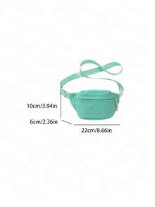 1pc Zipper Closure Waist Bag For Teenagers, Nylon Crossbody Fanny Pack, Casual Backpack - 720# Solid Color - View 3