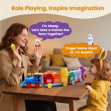 儿童益智玩具火车套装 - 带编号的车厢、动物造型和牛仔主题 - 适合幼儿的互动式学前学习玩具，塑料材质，生日礼物 - 彩色 - 查看 6