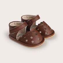 Infant/Toddler Girls' Summer Sandals, Non-Slip Rubber Sole Breathable Walking Shoes, 6-12 Months Infant Slippers - Brown - View 7