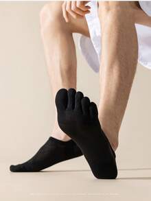 1/3/5 Đôi tất nam thoáng khí, lưới, không lộ ngón chân, tất thuyền năm ngón thoải mái, tất ngắn chống trượt, vô hình để mặc hàng ngày, tất cổ thấp kiểu dáng thường ngày với họa tiết lưới. - Nhiều màu - Xem 6