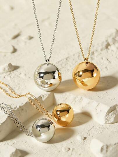 Dây chuyền mặt dây chuyền hình cầu bằng thép không gỉ 316L dùng trong phẫu thuật, mặt dây chuyền kim loại hình cầu không gây dị ứng dành cho nam và nữ, trang sức cao cấp chống gỉ.
