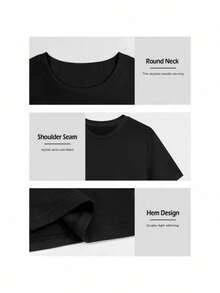 "Anti Social Club" Print 1 Unit, 220g, Digital Graphic Printing, Streetwear Theme, 100% Cotton, Cool Casual T-Shirt, Men, Round Neck, Short Sleeve - 黑色 - 查看 3