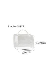 5 piezas Caja de embalaje para pasteles portátil transparente, suministros escolares, bolsa de alimentos, caja de alimentos apta para caramelos, chocolates, galletas, etc. - transparente - Ver 8