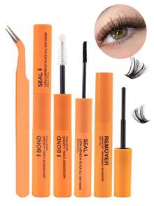 10ml Lash Glue & Sealant Set, Fast-Dry Strong Hold Eyelash Adhesive With Tweezers, Hypoallergenic Fragrance-Free DIY Lash Extension Tools For Perfect Cluster Lashes,Glue And Seal,Eyelash Bond,Lash Glue - 橘色 - 查看 1