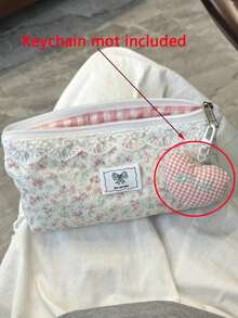 One Pink Lace Flower Pencil Case (Heart-Shaped Keychain Not Included). Unique, Large-Capacity Stationery Organizer And Simple, Cute Makeup Bag. Student Stationery Supplies. The Perfect Back-To-School Gift. Great Gift To Exchange Between Students - Floral Pencil Case - View 5