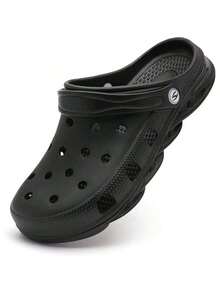 Unisex Black Garden Clogs, Lightweight EVA Slip-On Shoes, Non-Slip Breathable Water-Resistant Outdoor Sandals, Quick-Dry Beach Pool Shower Yard Work Casual Comfort Footwear - 黑色 - 查看 3