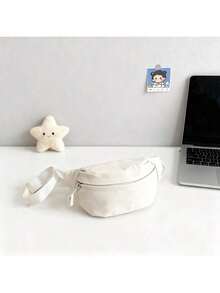 1pc Zipper Closure Waist Bag For Teenagers, Nylon Crossbody Fanny Pack, Casual Backpack - 720# Solid Color - View 9