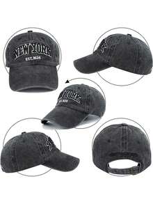 可调节刺绣牛仔棒球帽，男女通用，轻便四季皆宜，迷彩休闲遮阳帽，适合徒步、骑行、登山、运动、日常穿着、旅行和其他户外活动 - 彩色 - 查看 4