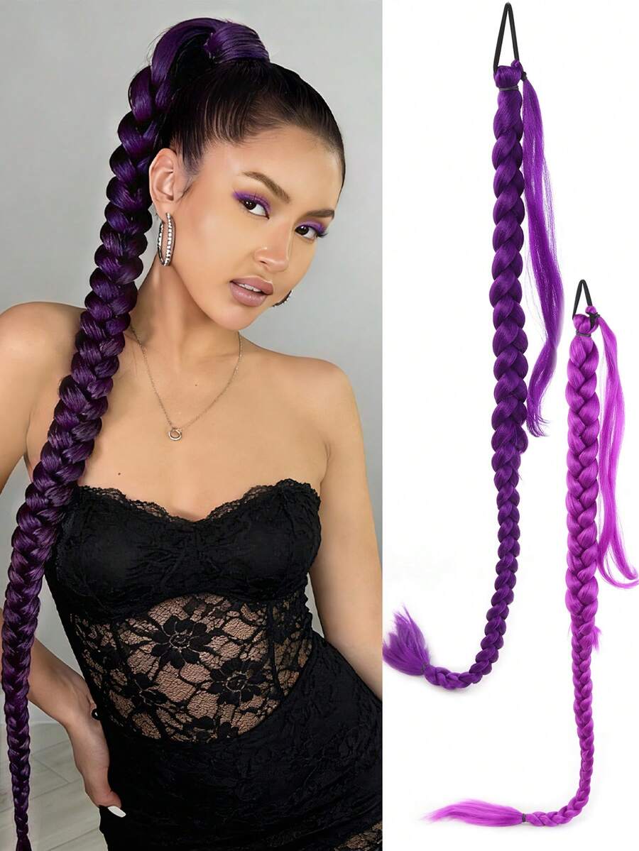 Tóc giả đuôi ngựa bện bằng sợi tổng hợp, kiểu Âu và Mỹ, đuôi ngựa quấn quanh, kiểu tóc tết võ sĩ quyền anh, dây buộc tóc, đuôi ngựa dài, cô gái ngọt ngào và cá tính, đuôi ngựa bện trông như thật. - Nhiều màu - Xem 1