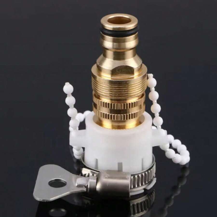 15-23mm Universal Brass Faucet Adapter, 3-In-1 Design (1 Male, 1 Female, 1 PTFE Thread), Metal Faucet Connector For Garden, Lawn And Car Washing, NPT/BSPT Thread, Easy Installation - Gold - View 1