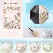 Umbrelă florală pliabilă AB/T, umbrelă vintage cu dublă utilizare și umbrelă impermeabilă, articole esențiale pentru exterior, grădină, călătorie - Multicolor - Vizualizare 13