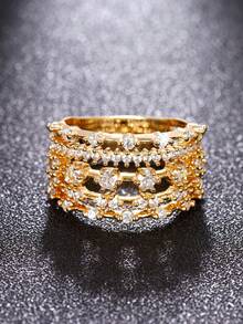 1 pièce Bague cubique en zircone élégante pour femmes pour mariage, fiançailles, anniversaire, fête, bijoux, cadeau de la Saint-Valentin - 1# - Voir 3