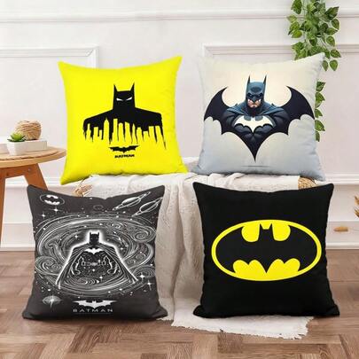 1/4 件装黑暗骑士枕套，经典蝙蝠侠枕套，适用于家居装饰、沙发床、房间装饰、农舍家居装饰、客厅靠垫。