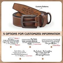 1pc Personalized Handmade Leather Belt, Custom Engraved Pattern Belt For Men & Women, Adjustable Unisex Carved Waist Belt, Valentine's Day Gift For Boyfriend Girlfriend, Anniversary Wedding Groom Gift, Birthday Graduation Present For Him Her, Unique Couple Gift, Family Keepsake Fashion Accessory - Multicolor - View 8