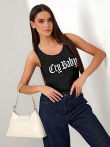 Plus Size-Women's Fashionable Summer Yoga Old England Tank Top - Slim Fit, Breathable, Soft - Women's Casual Sports Sleeveless Shirt (Black, Pink, Orange)-1XL-5XL - 黑色 - 查看 4