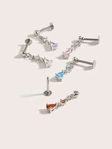 1pc Fashionable Minimalist Water Drop Diamond Pendant Earrings, Suitable For Women's Daily Wear - water droplets - View 3