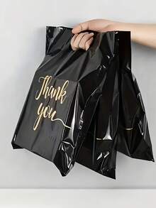 150pcs Black Plastic Gift Bags With "Thank You" Design - Durable, Fashionable, Reusable, 3 Sizes (Small, Medium, Large), Suitable For Retail Or Gift Shop Packaging, Gift Bags, Gift Wrapping, Fashion Packaging, Sturdy And Durable - Black Thank You Gift Bag Set - View 6