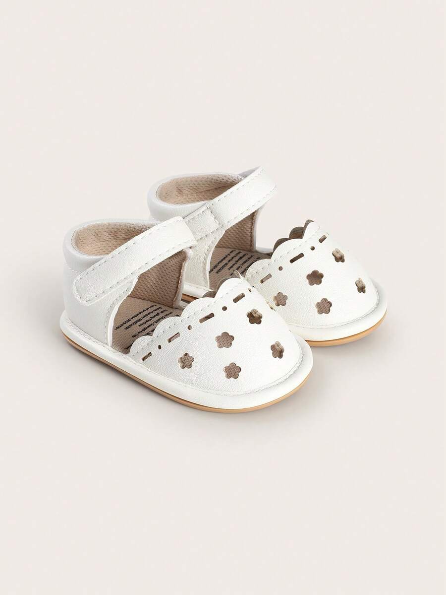 Infant/Toddler Girls' Summer Sandals, Non-Slip Rubber Sole Breathable Walking Shoes, 6-12 Months Infant Slippers - White - View 1