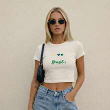 Cropped T-Shirt Brazil World Cup Fan Look - Màu xanh lam - Xem 6