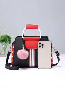 1pc Fashion Color Block Cute Handbag, Suitable As Gift For Holidays - Multicolor - View 7