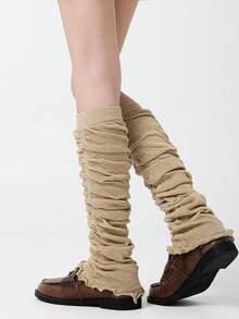 1双女士腿套，多色芭蕾舞风格荷叶边小腿套，长款透气纯色舒适百搭腿套，适合春夏穿着 - 彩色 - 查看 9