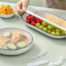 50/100/200pcs Disposable Plastic Wrap, Thickened PE Anti-Tear Food Preservation Film, Suitable For Household Fruit Plates, Dishes, Bowls, Vegetables, Sliced Fruits, Etc. - Transparent - View 7