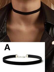 Women's Black Velvet Choker Necklace Set, Adjustable Gothic Lace Classic Choker Necklace, Suitable For Party, Cosplay, Christmas, Birthday Gift - Black - View 14