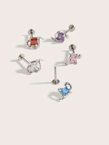 1 件简约钻石蛇形不锈钢耳环，适合女性日常佩戴 - 蛇 - 查看 3