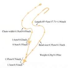 1pc New Fashion Initial Cross Star Pendant Golden Stainless Steel Bead Chain Necklaces For Women - Yellow Gold - View 2