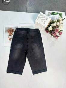 Women's Pocket Washed Stretchy Skinny Cycling Jeans - 深灰色 - 查看 7