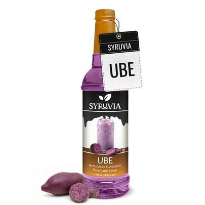 Syruvia Ube Flavored Syrup - 25.4 Fl Oz Premium Flavoring Syrup - Kosher, Gluten Free, Perfect For Drinks, Soda, Shakes, Cocktails, Desserts And More.