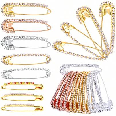 10/12 piezas Broche grande de con rhinestones, adecuado para decorar ropa, vestidos, suéteres, bufandas, cuellos, sombreros, etc.