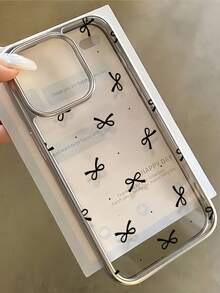 蝴蝶结图案电镀透明倒蝴蝶结点状图案极简防震TPU手机壳，兼容 17、16、15、14、13、12、11 Pro Max、Air - 彩色 - 查看 4