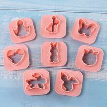 10pcs Easter Cookie Cutter Set, Biscuit Mold Tools, Cake Mold, Cream & Jam Filled Cookies Baking Molds - Pink - View 3