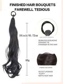 18-Inch High Crown Elastic Band Style High Ponytail Wig For Women, Real Hair Texture, Curly Ponytail Wig, Natural And Fluffy Ponytail, Easy-To-Style Wig, Suitable For Daily Wear - Multicolor - View 4